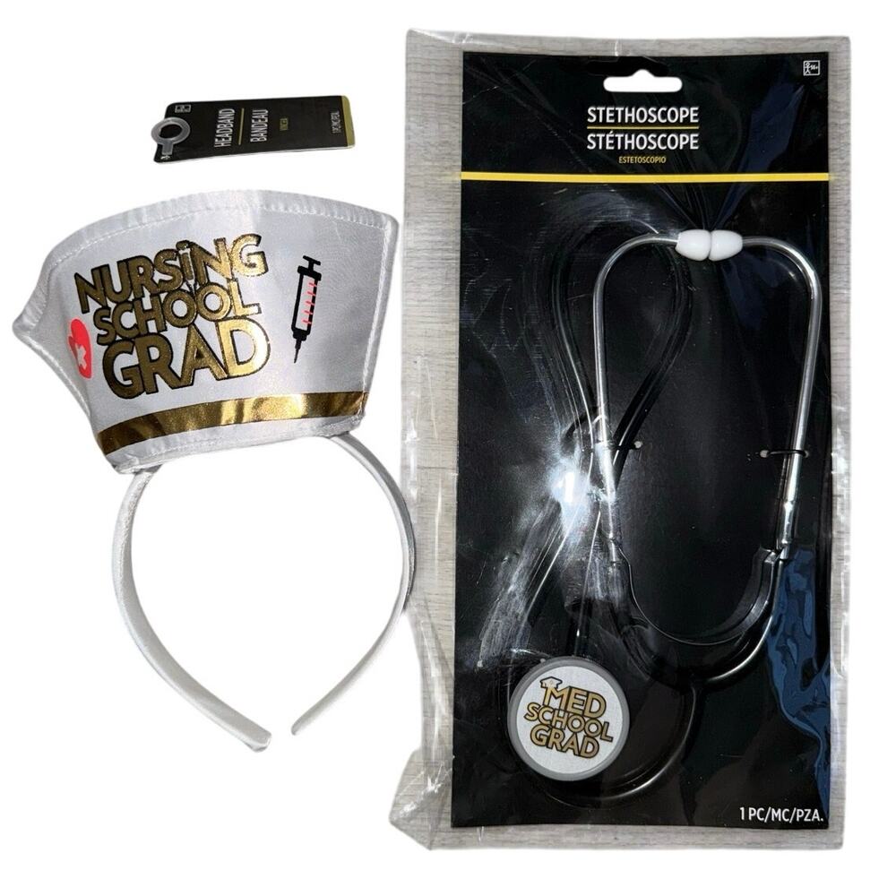 Med School Grad Stethoscope Nurse Hat White Nursing College Graduation Headband